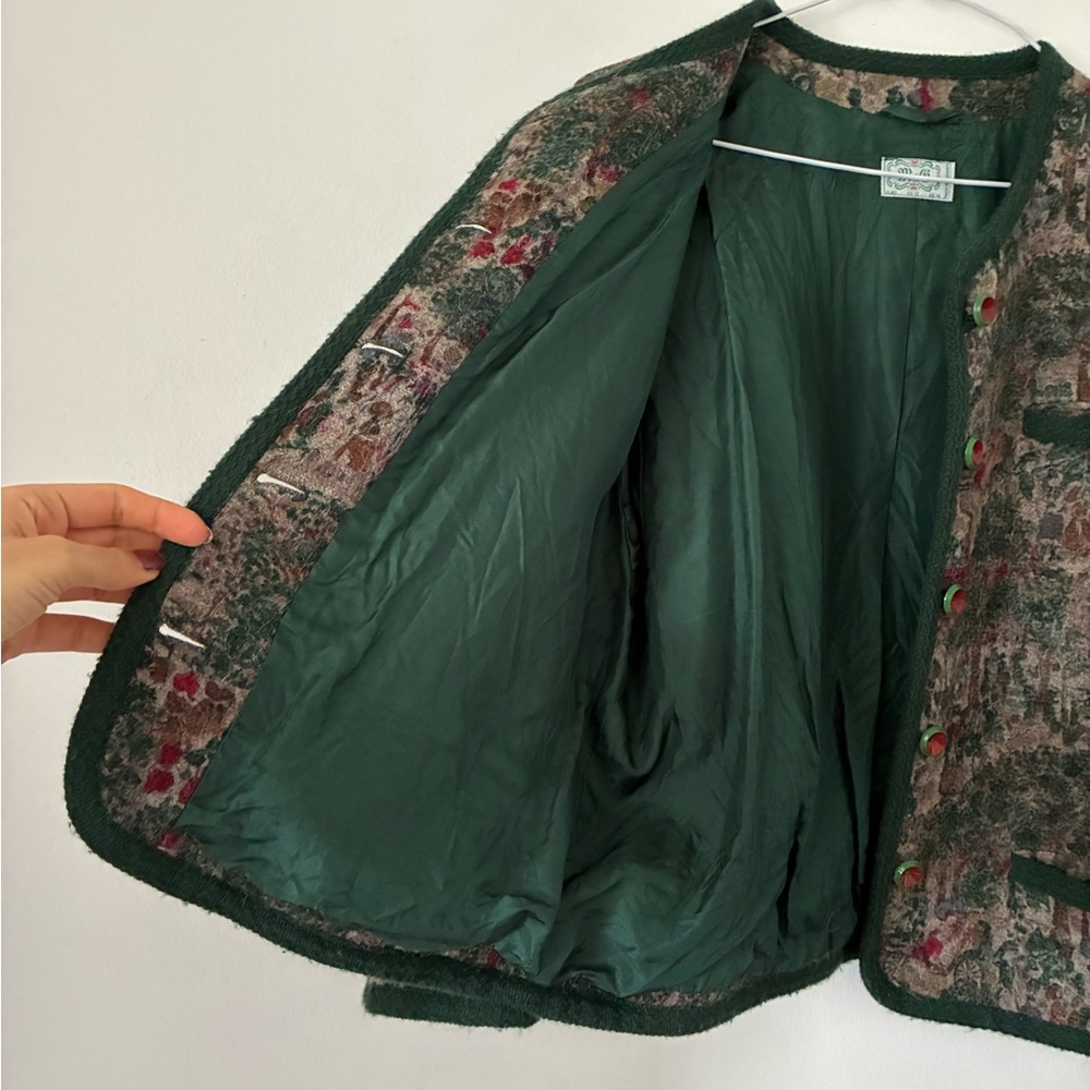 Vintage Green and Red Patterned Women's Jacket - Picture 3 of 4